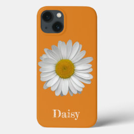 Nome Moderno Elegante White Daisy Flower em Laranj