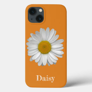 Nome Moderno Elegante White Daisy Flower em Laranj