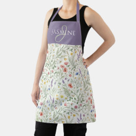 Nome Monograma Boho Flor Silvestre Aquarela Roxa