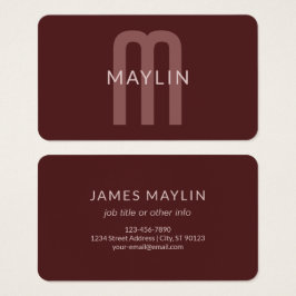 Nome Monograma de aparência Moderna | Maroon Red