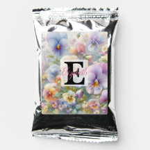 Nome monograma em aquarela Flores em pastos