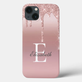 Nome Monograma Rosa Dourado Brilho Glitter Bege Ro