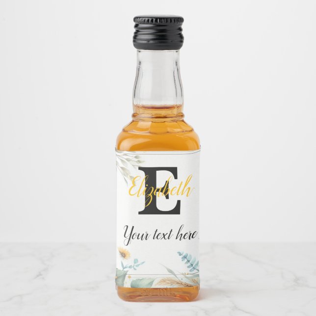 Nome monograma texto girassóis aquarela moderna (Frente)