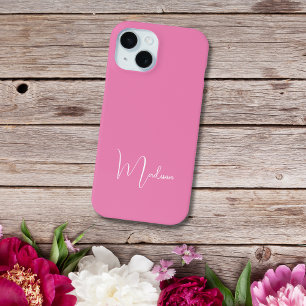 Nome Monogramado Rosa Quente Branco Minimal Mínimo