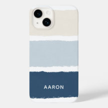 Nome ou Monogramas Listras de Pincel em Azul Bege