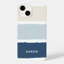 Nome ou Monogramas Listras de Pincel em Azul Bege