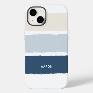 Nome ou Monogramas Listras de Pincel em Azul Bege