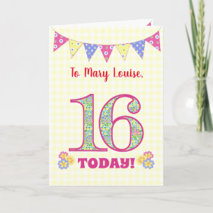 Nome Personalizado 16.o Cartão de Bunting Primrose