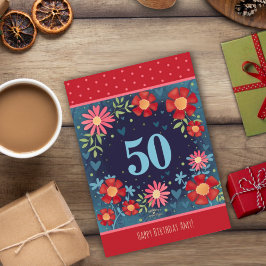 Nome Personalizado 50º Cartão Azul Azul Azul de An