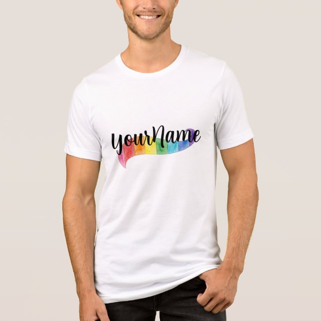 Nome Personalizado Aquarela Arco-íris Mês do Orgul (Frente)