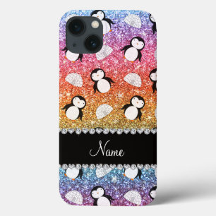 Nome personalizado arco-íris pinguins igloos