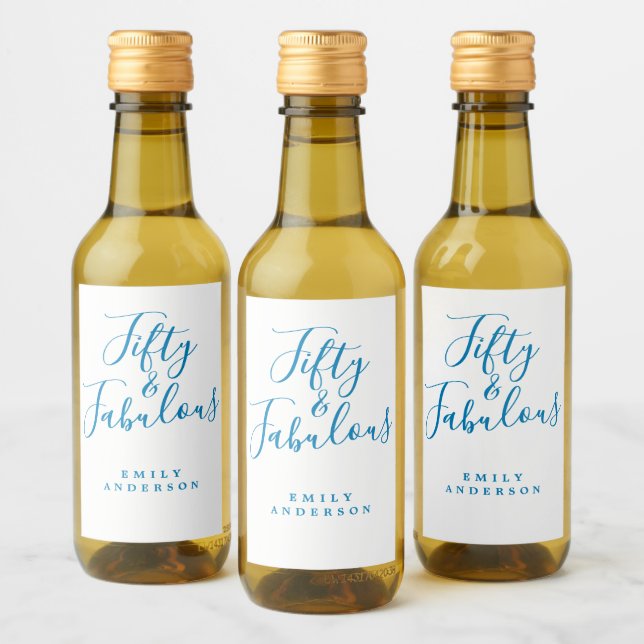 Nome Personalizado Azul 50 Fabuloso 50º Aniversári (Garrafas)