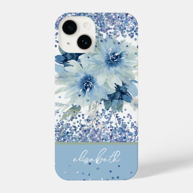 Nome Personalizado Azul Floral Personalizado da Gl (Verso)