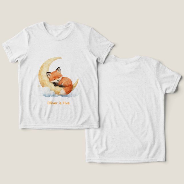 Nome Personalizado Bebê Raposa Fofa 1º Aniversário (Design Frente e Verso)