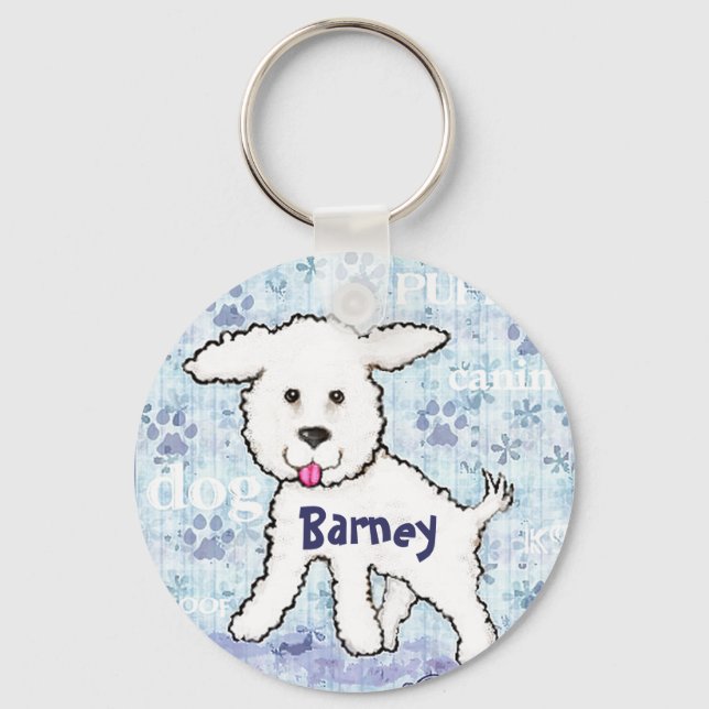 Nome Personalizado Bichon Frise Dog Chaveiro (Frente)