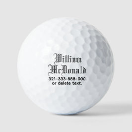 Nome Personalizado Bolas de Golf Modelo BLACKLETTE