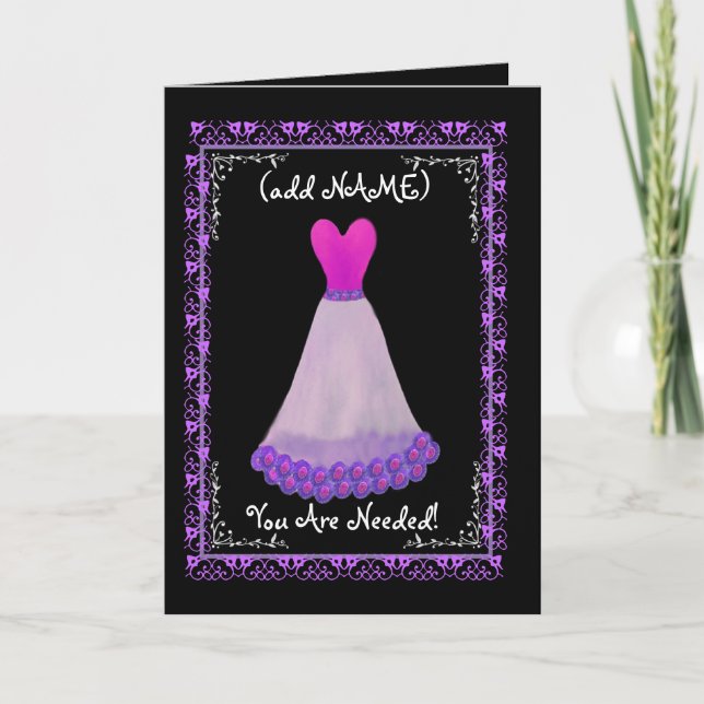 (Nome personalizado) BRIDESMAID Convite Purpper Go (Frente)