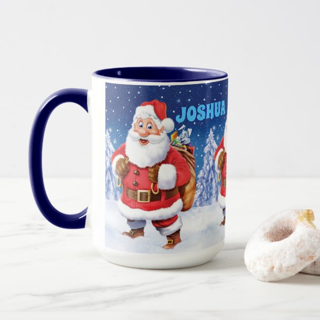 Nome personalizado caneca de café de Natal, Jolly  (Com Donut)