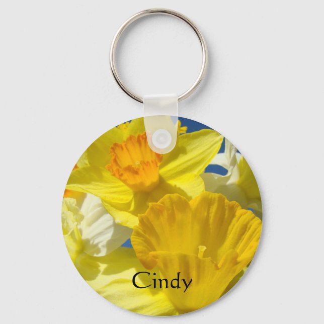 Nome Personalizado chaveiro Amarelo Flores Daffodi (Frente)