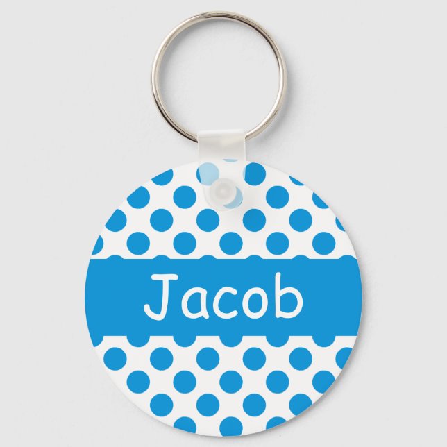 Nome Personalizado Chaveiros Bolinhas Azuis (Frente)