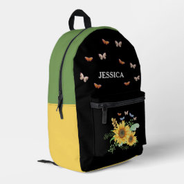 Nome Personalizado Chic Sunflower E Butterfly