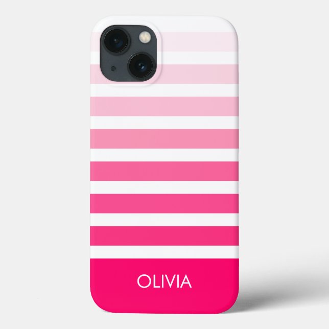 Nome Personalizado com Faixas Ombre Rosa Moderno (Verso)