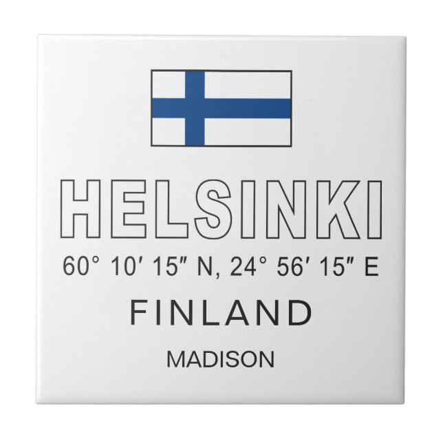 Nome Personalizado Coordenadas de Helsinque (Frente)