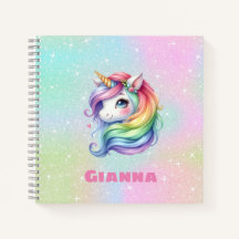 Nome Personalizado Cute Rainbow Unicorn