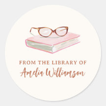 Nome Personalizado Da Biblioteca Etiqueta Rosa