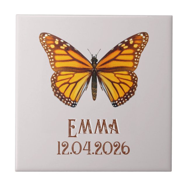 Nome Personalizado da Borboleta Monarca Data Arte (Frente)