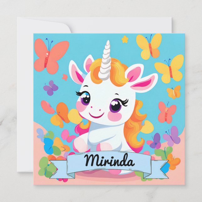 Nome Personalizado da Borboleta Unicorn do Bebê Cu (Frente)