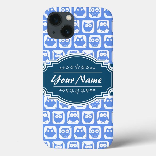Nome Personalizado da Coruja Azul do marinho (Verso)