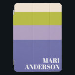 Nome Personalizado da Faixa Roxo e Verde<br><div class="desc">Proteja a sua tecnologia em estilo com esta capa de ipad personalizada moderna, roxa e verde, com stripes simples! Apresentando um design striped divertido em roxo e verde vibrantes, este cobrir adiciona um toque de personalidade ao seu iPad enquanto o mantém moderno e divertido. Perfeito para estudantes, profissionais ou qualquer...</div>