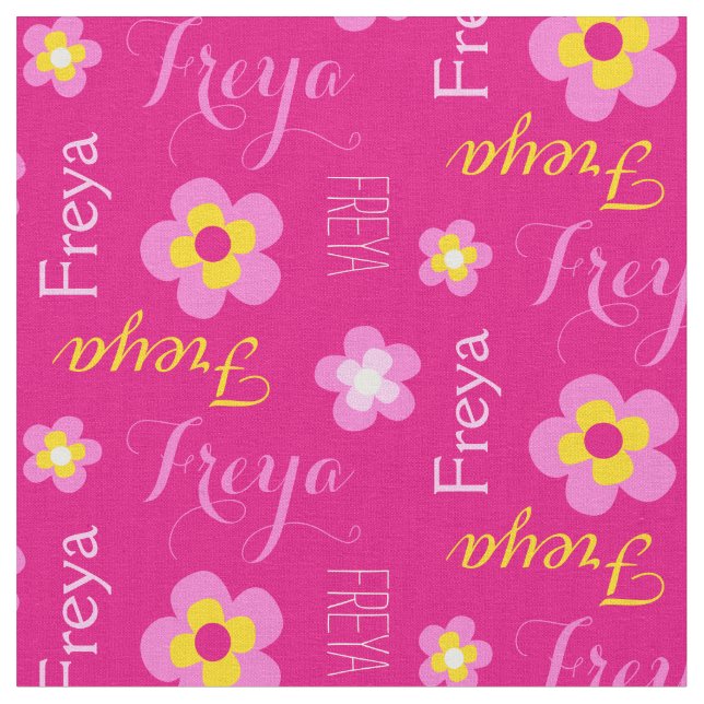 Nome personalizado da flor tecido tipográfico rosa (Detalhe)