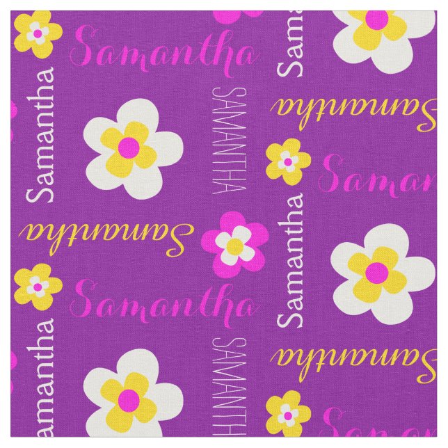 Nome personalizado da flor texto tecido rosa púrpu (Detalhe)