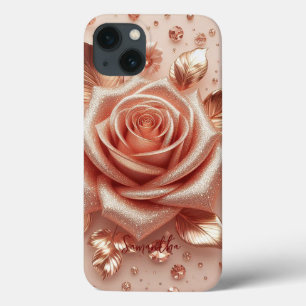 Nome Personalizado da Glitter Dourada do rosa