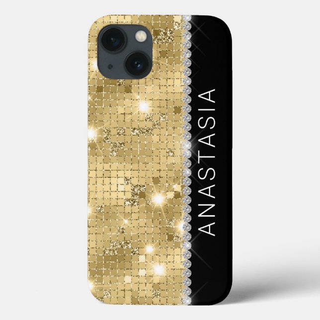 Nome Personalizado da Glitter Dourada do Sparkle (Verso)