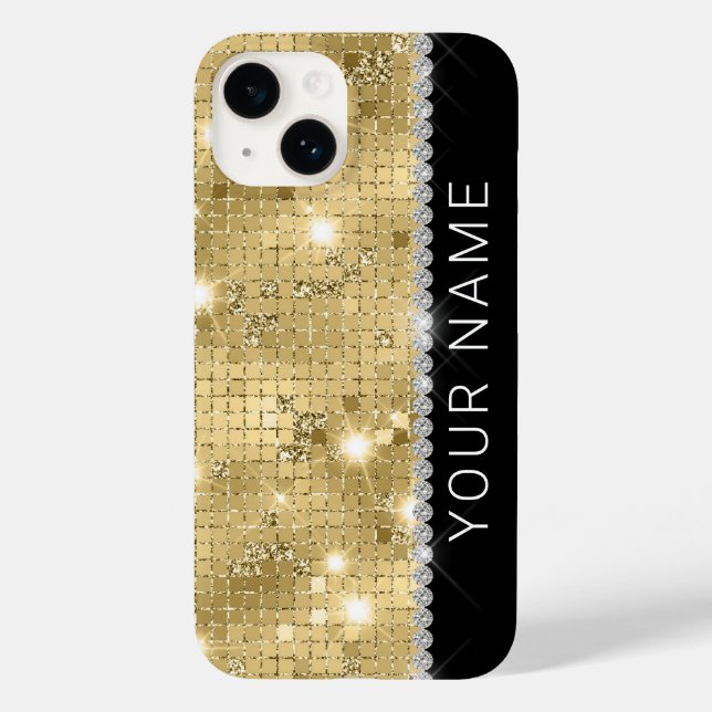 Nome Personalizado da Glitter Dourada do Sparkle (Verso)