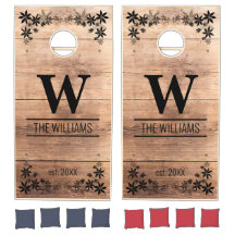 Nome Personalizado Da Madeira Rústica Cornhole Set
