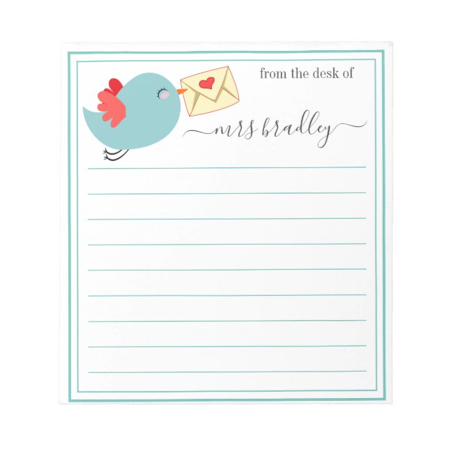 Nome Personalizado | Da Mesa Do Bloco De Notas (Frente)