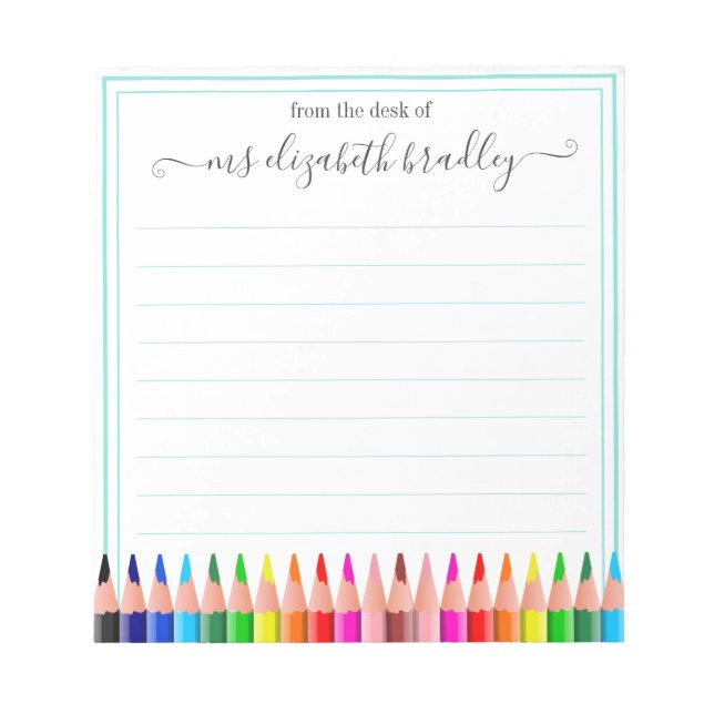 Nome Personalizado | Da Mesa Do Bloco De Notas (Frente)