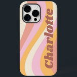 Nome Personalizado da Onda de Vintage Girly Retro<br><div class="desc">Girly Retro Vintage Wave Personalized Name iPhone Smart Capa de telefone apresenta uma onda retrorativa em tons de rosa, laranja e branco com seu nome personalizado em elegante moderno roteiro acentuado. Personalize editando o texto na caixa de texto fornecida. Perfeito para o aniversário, Natal, Dia de as mães, chás de...</div>
