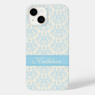 Nome personalizado damask light blue & creme