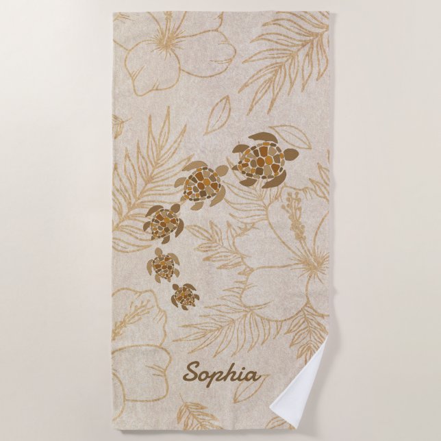 Nome personalizado das toalhas de praia Sea Turtle (Frente)