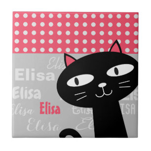 Nome personalizado de bolinhas cor-de-rosa de gato