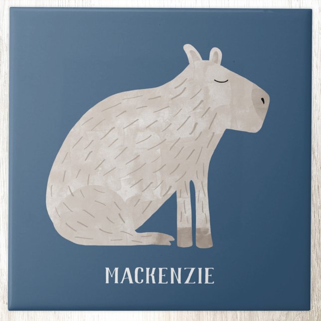 Nome Personalizado de Capivara Fofa (Fun capybara personalized custom name ceramic tile for animal lovers)