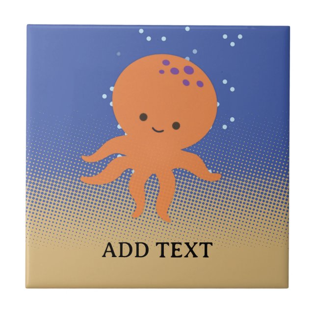Nome Personalizado de Cartoon de Octopus de Cubo (Frente)