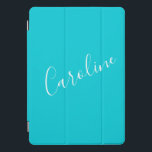 Nome Personalizado de Cor Sólida Turquesa de Scrip<br><div class="desc">Cobrir iPad Pro de Nome Personalizado de Cor Sólida Turquesa de Script Cute</div>