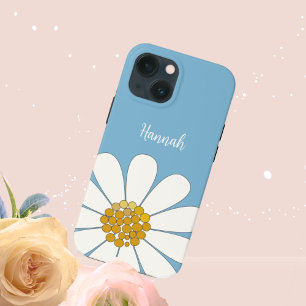 Nome Personalizado de Flor Moderno Branco Azul
