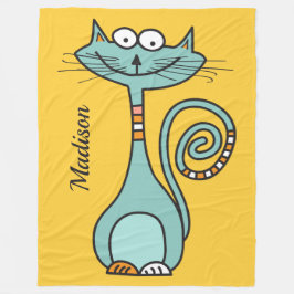 Nome personalizado de Gato engraçado e cobertores 